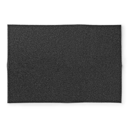 Fedtfilter til emhætte, sort rektangulær polyester med let tekstureret, porøs overflade, vaskbar.