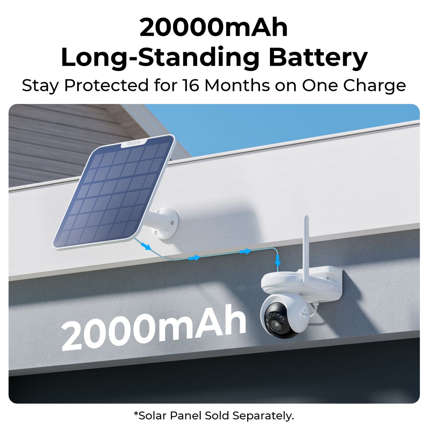 Reolink Altas PT Ultra trådløs overvågningskamera 20000mAh batteri til udendørs brug op til 16 måneder pr opladning.