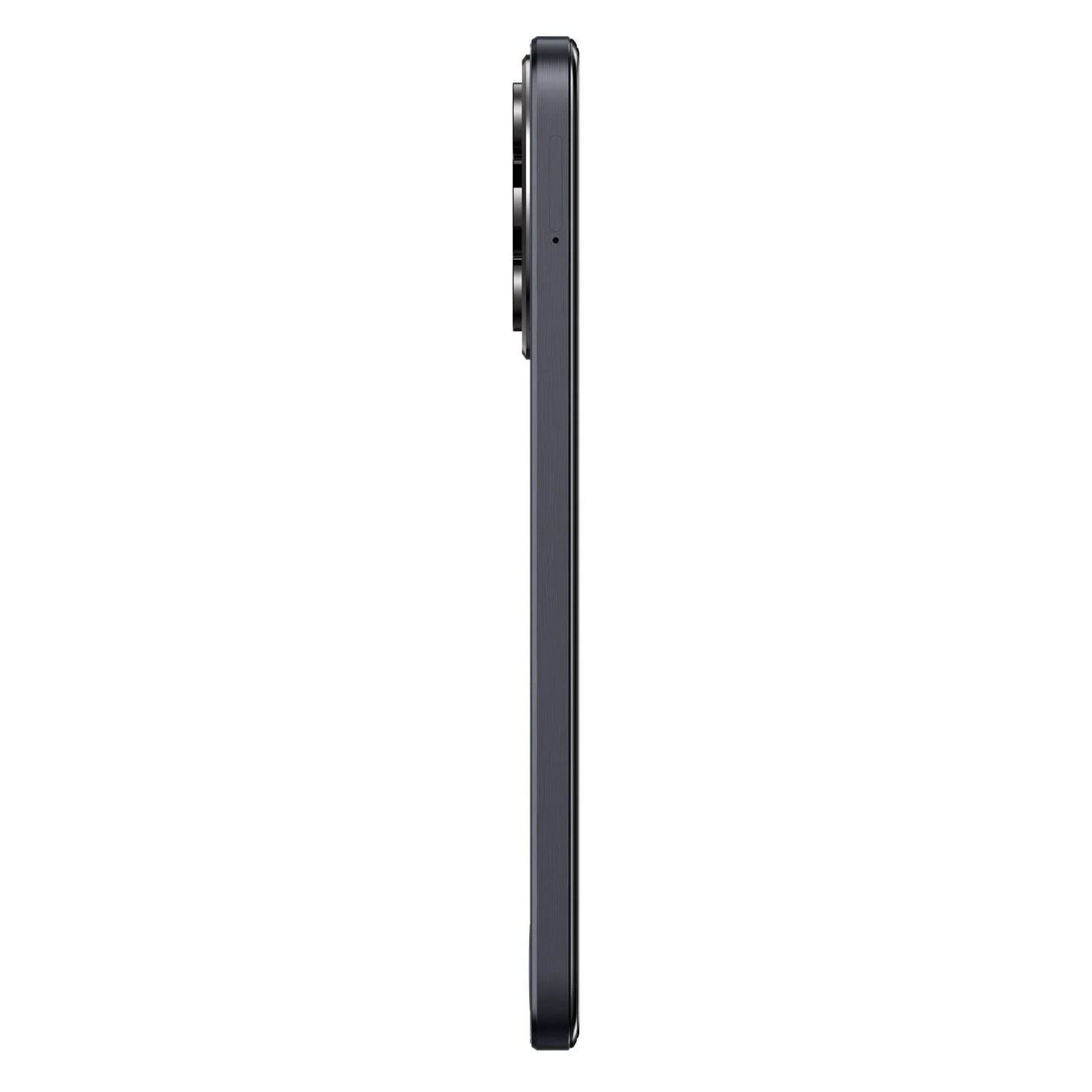 TCL 60 5G 2025 sideprofil i Space Gray med stor rund 50 MP kameratop og 256 GB lager.