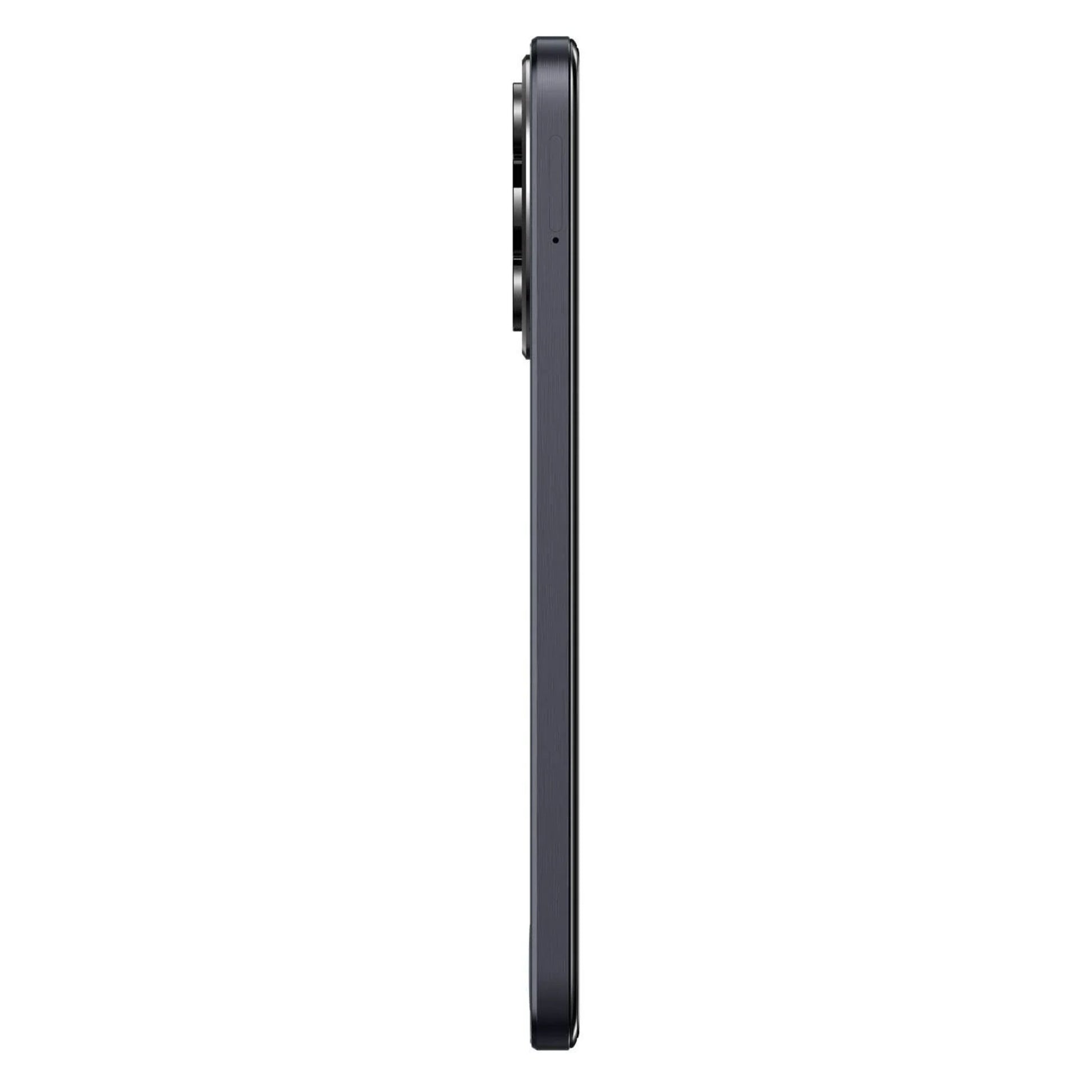 TCL 60 5G 2025 sideprofil i Space Gray med stor rund 50 MP kameratop og 256 GB lager.