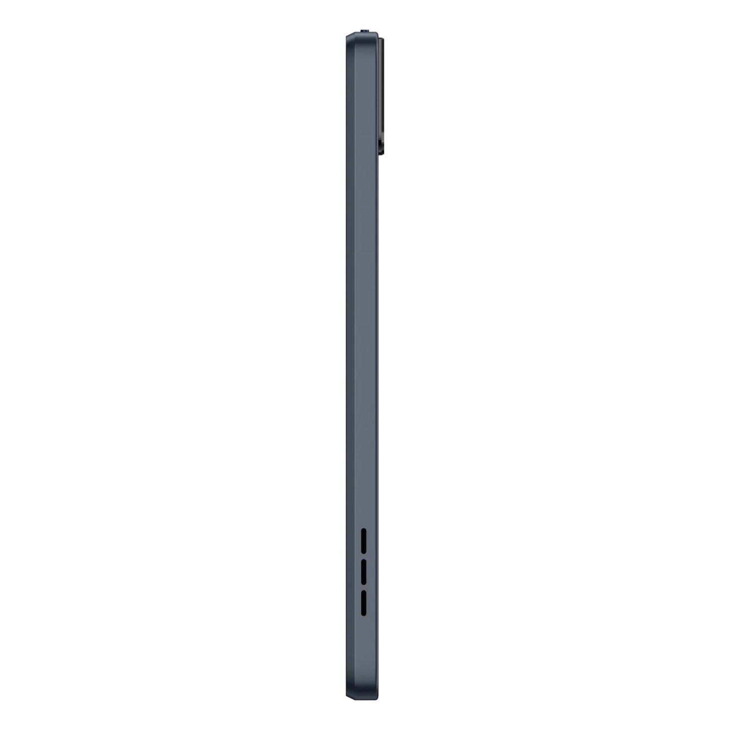 TCL TAB 10L 4. gen wifi 128GB, mørk Android-tablet, sidesæt, 10,1" IPS-skærm, kameralinse øverst, højtalerhuller nederst.