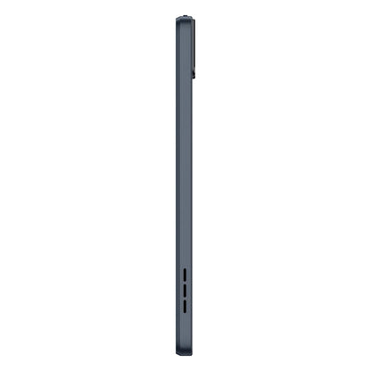 TCL TAB 10L 4. gen wifi 128GB, mørk Android-tablet, sidesæt, 10,1" IPS-skærm, kameralinse øverst, højtalerhuller nederst.