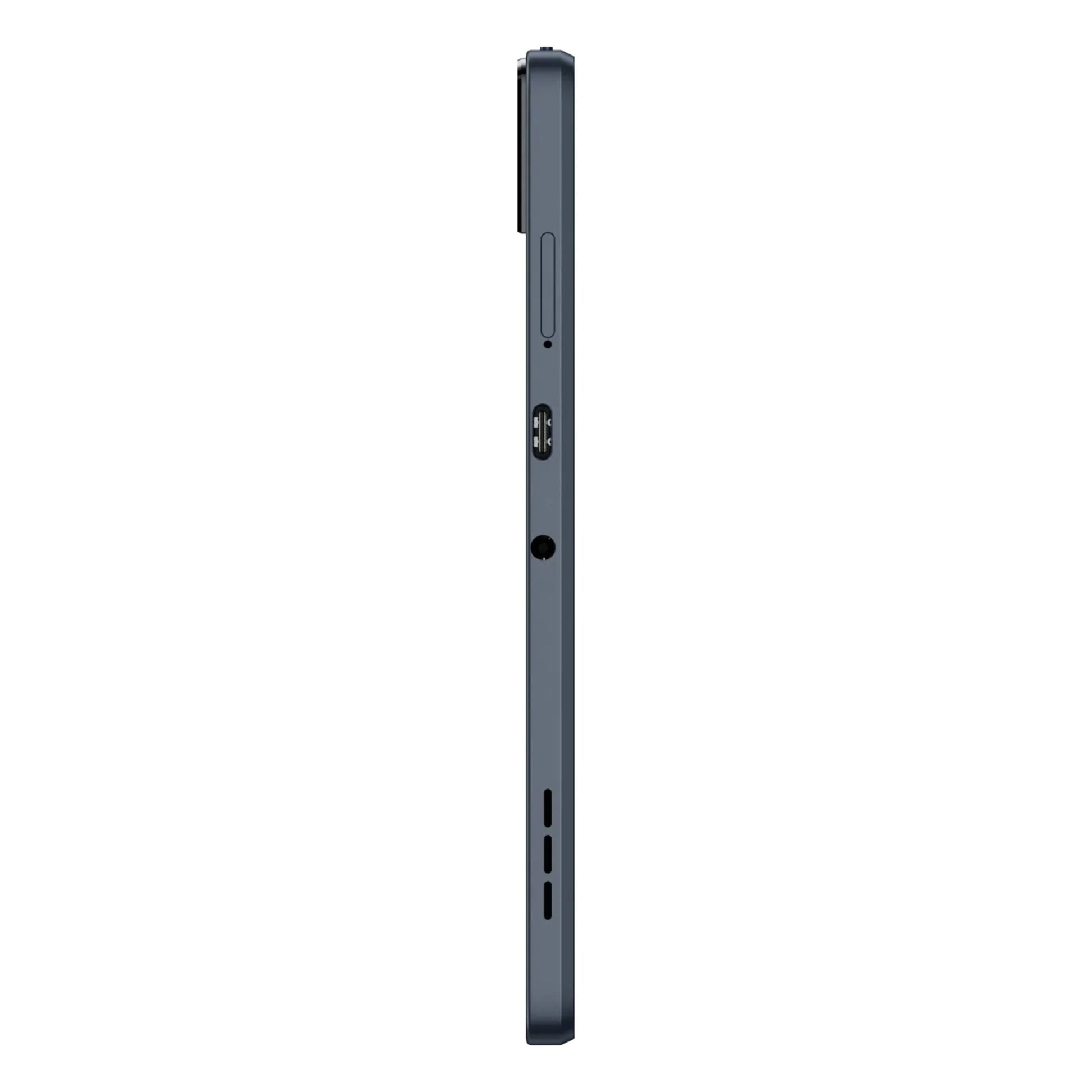 TCL TAB 10L 4. gen wifi tablet 128GB, mørkegrå, side med knapper og opladningsport, 10,1" IPS-skærm.