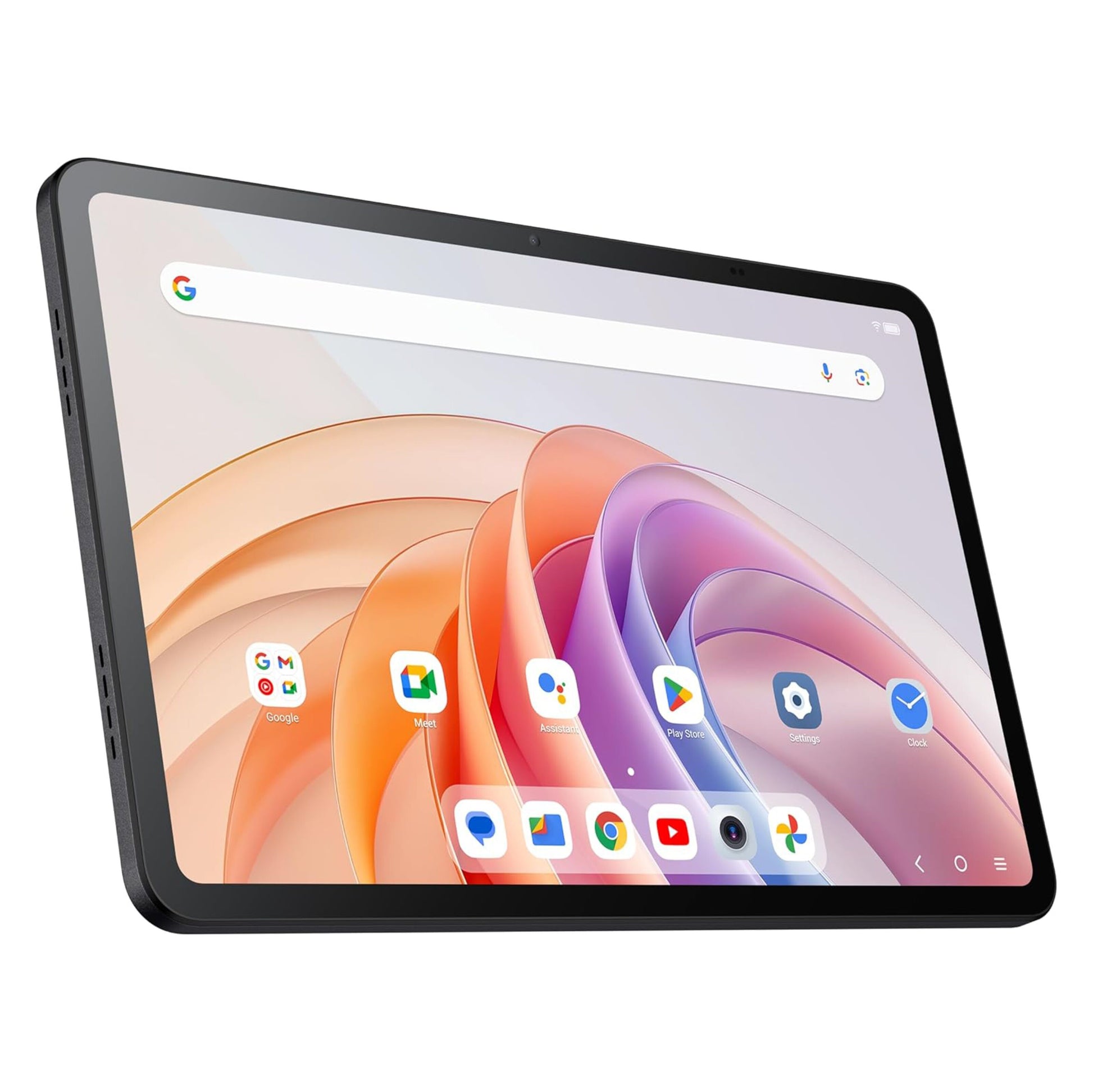 TCL TAB 11 FE wifi-tablet 128 GB i sort med 11" skærm, synlige Google, Gmail, YouTube og Chrome ikoner på startskærmen.