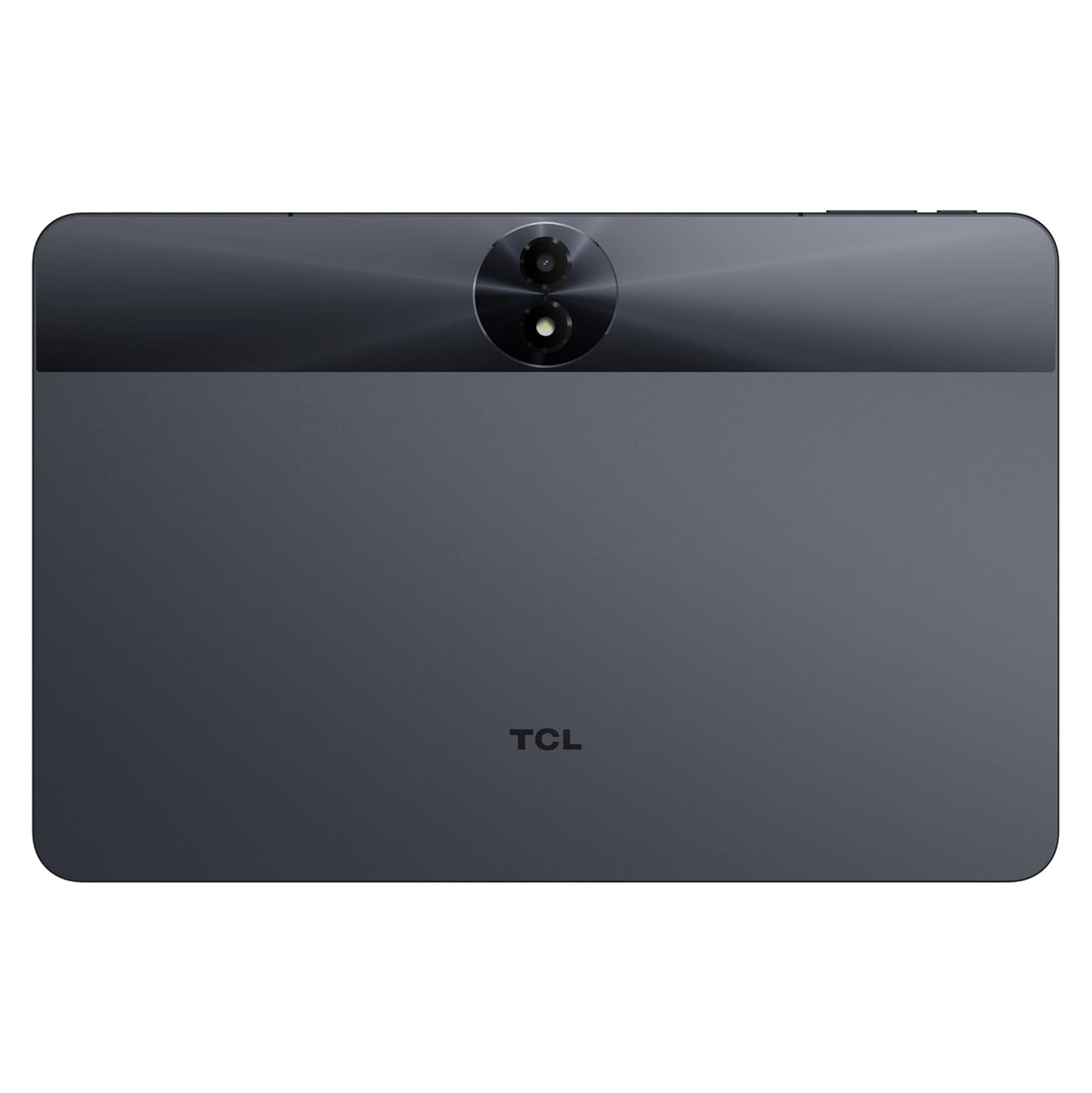 TCL TAB 11 FE wifi-tablet 128GB, mørkegrå, bagside med cirkulært dobbelt kamera øverst og TCL-logo nederst.