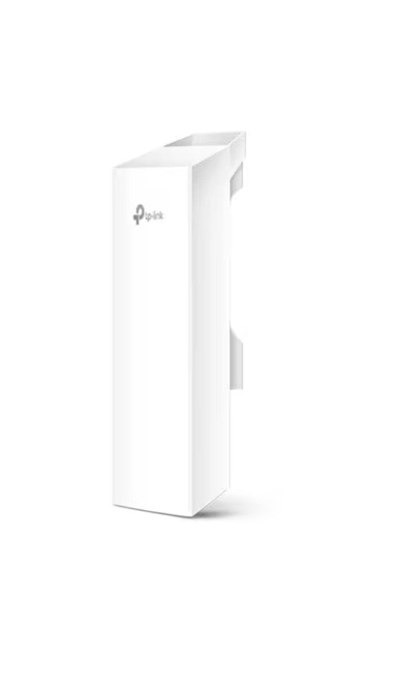 TP-Link CPE210 udendørs access point til mast, hvid, firkantet med afrundede kanter og TP-Link logo på fronten.
