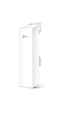 TP-Link CPE210 udendørs access point til mast, hvid, firkantet med afrundede kanter og TP-Link logo på fronten.