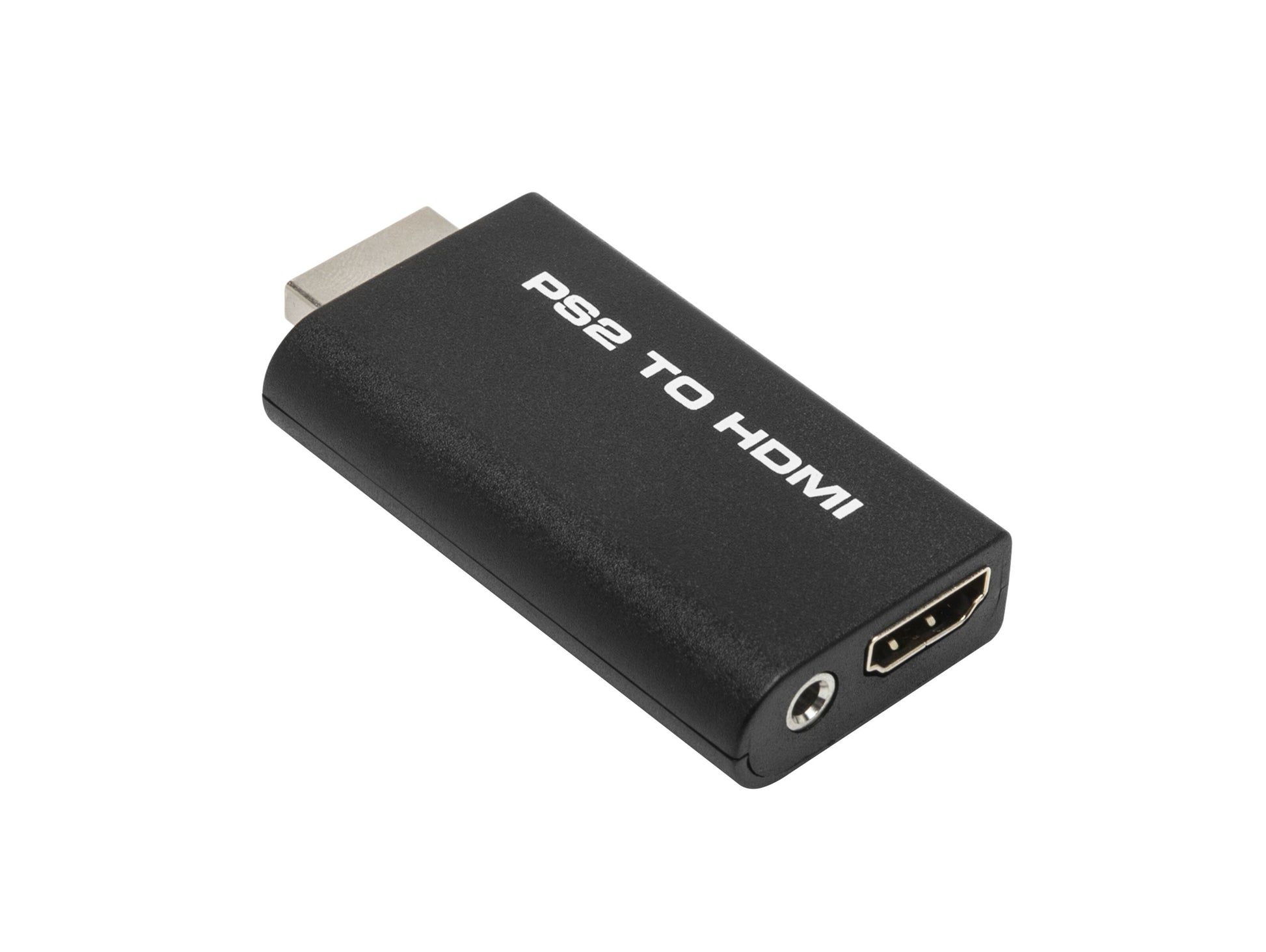 Luxorparts HDMI-adapter til PlayStation 2 med HDMI-stik og 3,5mm lydudgang til tilslutning af PS2 til HDMI-skærm.