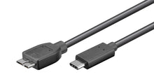 Goobay Micro-USB til USB-C kabel 1m sort med USB Type-C og Micro-B stik.