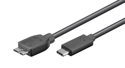 Micro-USB til USB-C kabel 0,6 m med stik i hver ende velegnet til opladning og dataoverførsel.