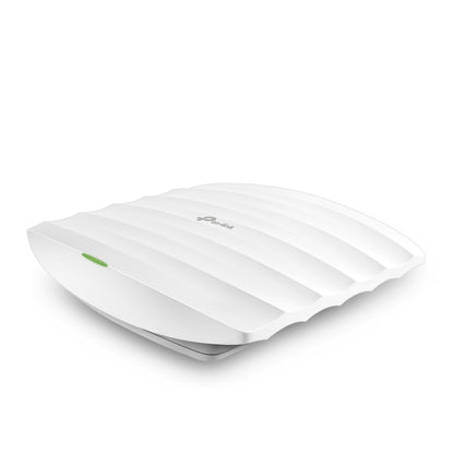 TP-Link Omada EAAS545 Access Point AC1750 hvid rektangulær, bølget top, grøn LED, PoE+ understøttelse.
