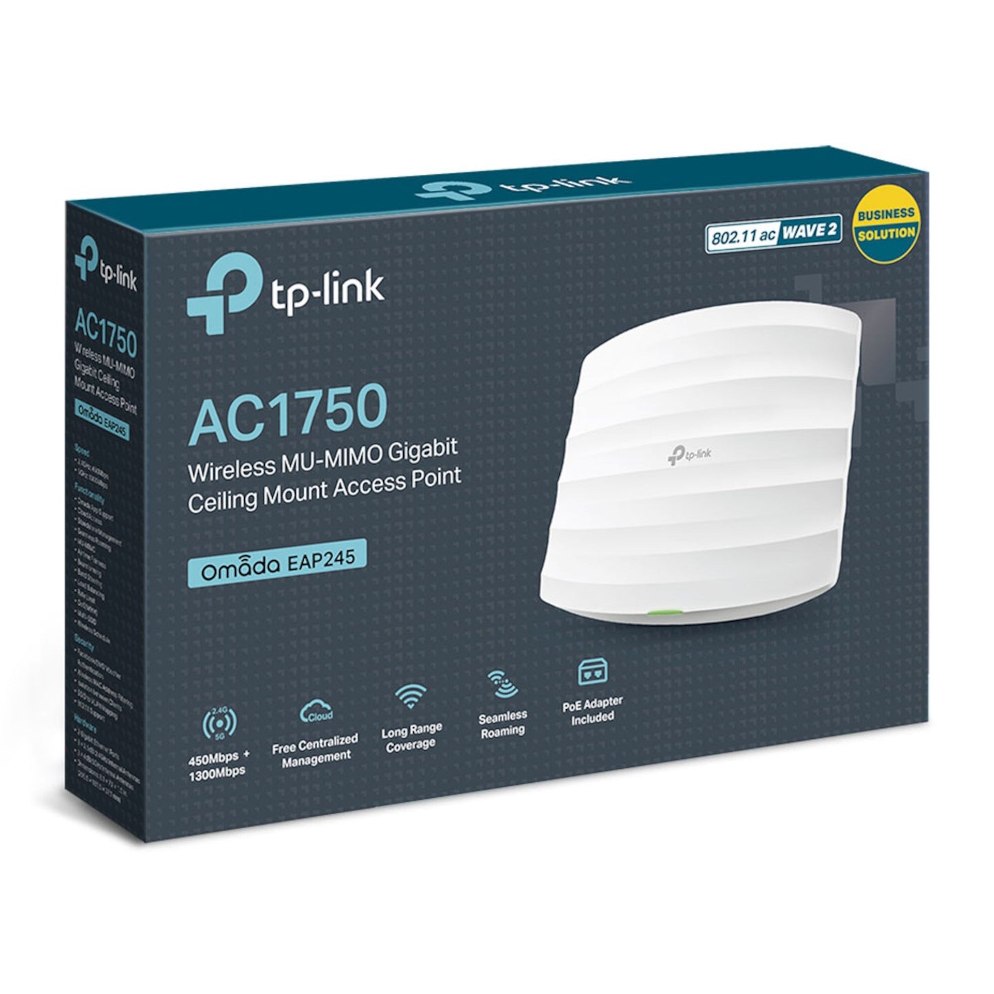 TP-Link Omada EAAS545 AC1750 trådløst adgangspunkt, PoE+, gratis administration, bred dækning, sømløs roaming.
