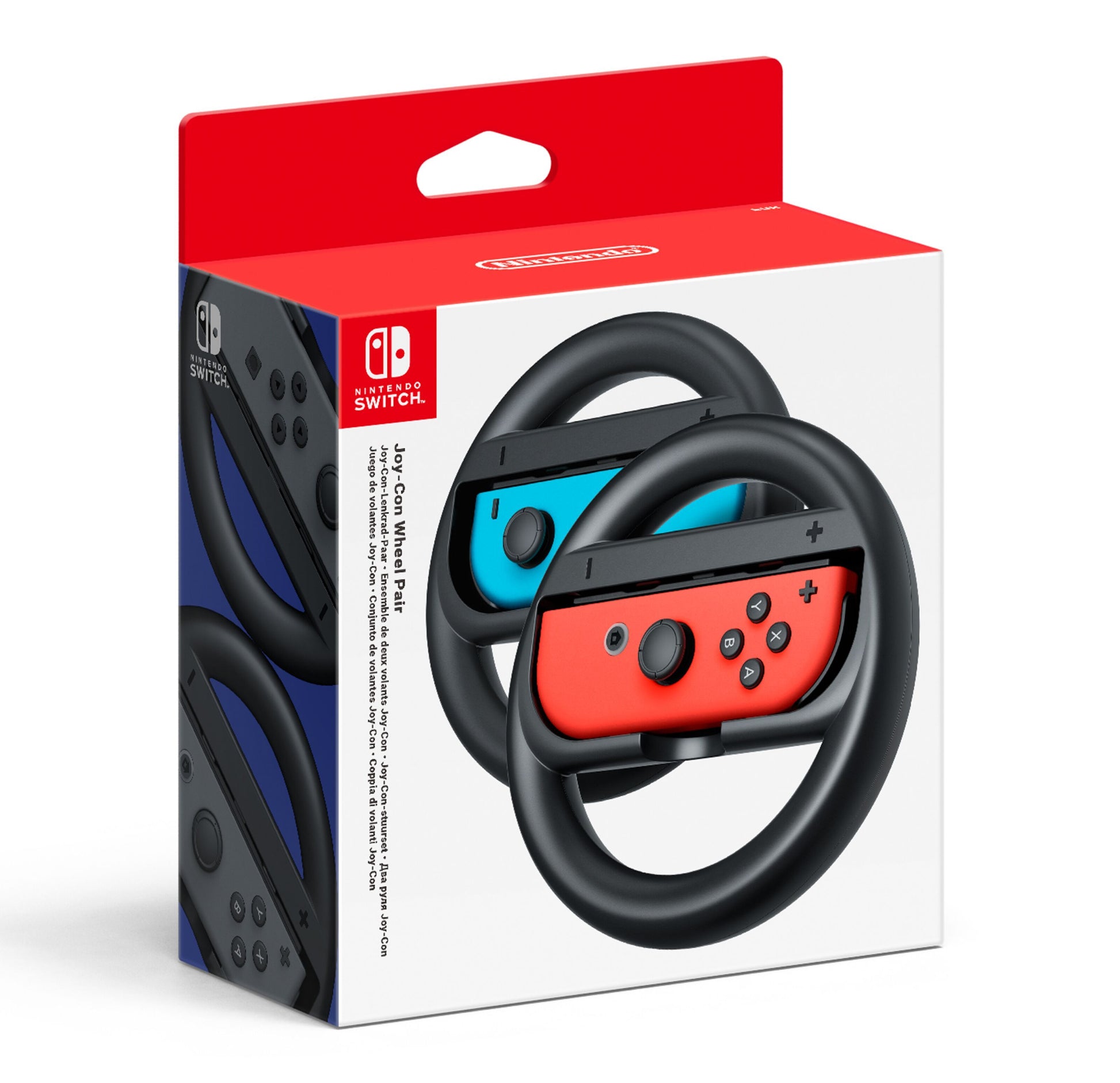 Nintendo Joy-con Wheel Ratt 2-pack, sort, to ratte i rød og hvid emballage, passer til Joy-Con controllere.