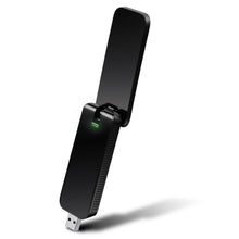 TP-Link Archer T4U trådløst USB-netværkskort, sort, 867 Mb/s, justerbar ekstern antenne, grøn indikator.