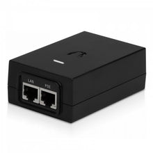 Ubiquiti POE-injektor 48V 24W sort, rektangulær med to Gigabit-porte (LAN og POE) til Unifi-enheder.