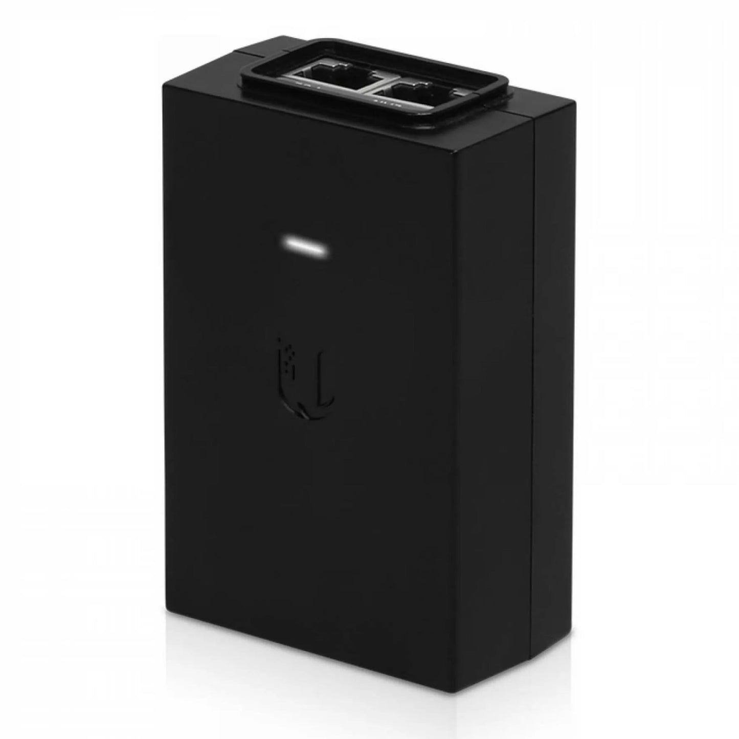 Ubiquiti POE-injektor 48V 24W sort rektangulær med LED-indikator, ladeport og Gigabit netværksport til passiv POE.