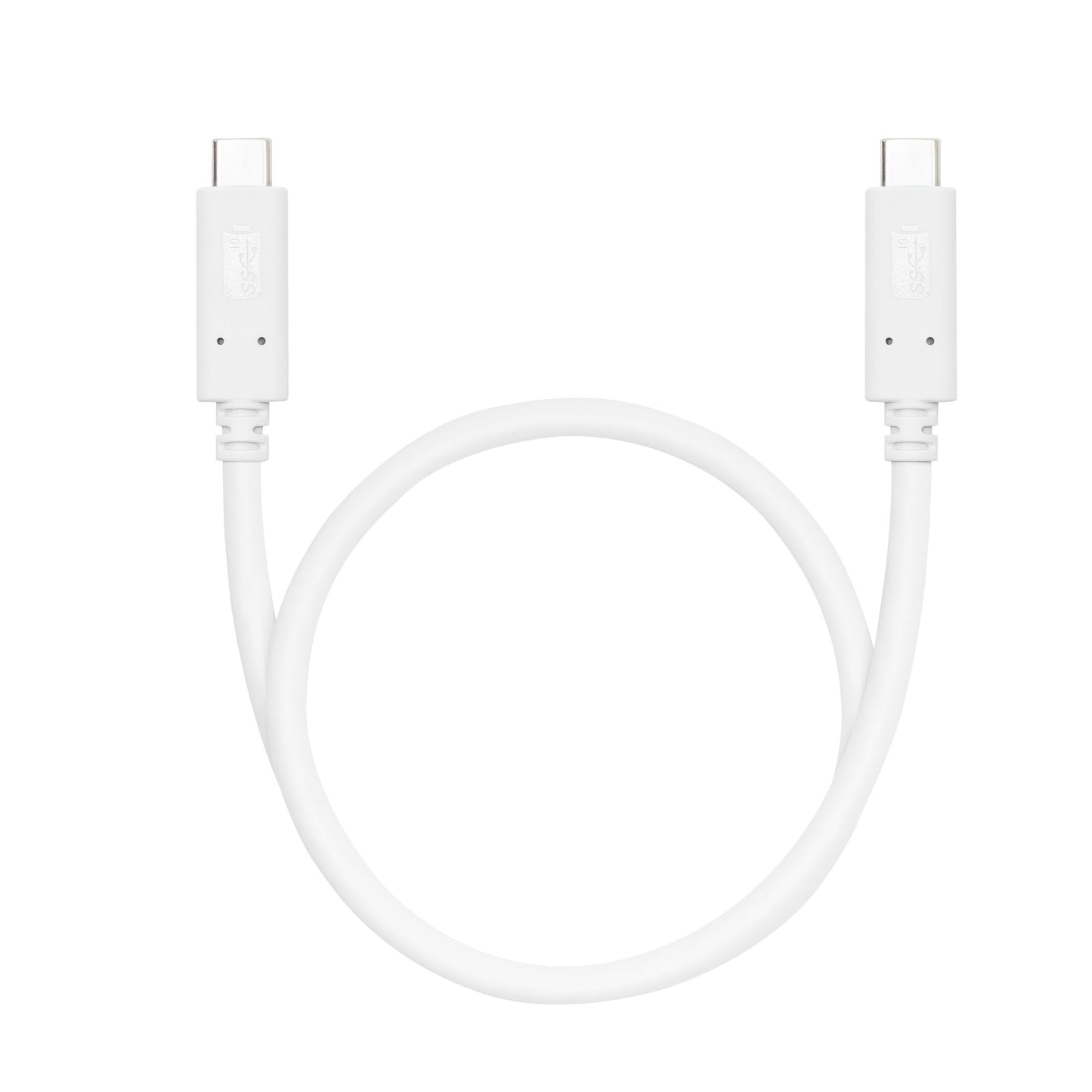 Luxorparts USB-C-kabel 0,5 m med to synlige USB-C-stik i bue, understøtter dataoverførsel og opladning op til 100 W.