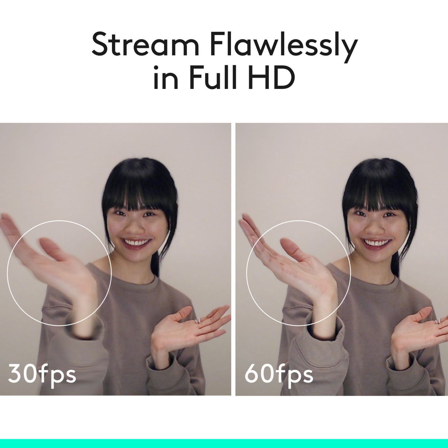 Logitech C922 Pro Stream webcam vises i to billedklip med 30fps og 60fps, fokus på Full HD-streaming.