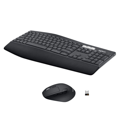 Logitech MK850 trådløst tastatur og mus nordisk layout håndledsstøtte USB-modtager.