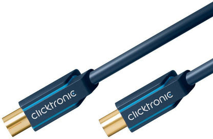 Clicktronic Antennekabel Klasse A 10 m med guldbelagt coax-stik og dobbeltskærmning, til kabler mod hinanden.