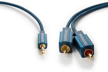 Clicktronic lydkabel 3,5 mm stereo jack til 2x RCA hvid/rød, blå stik, længde 5 m.