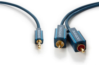 Lydkabel 3,5 mm til 2x RCA hvid/rød, 1 meter, stereo jack til RCA-indgange.