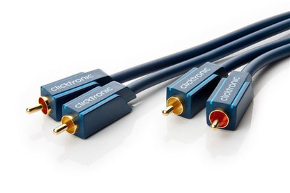 Clicktronic stereo lydkabel 2x RCA han til han, 10 m, guldbelagt stik.