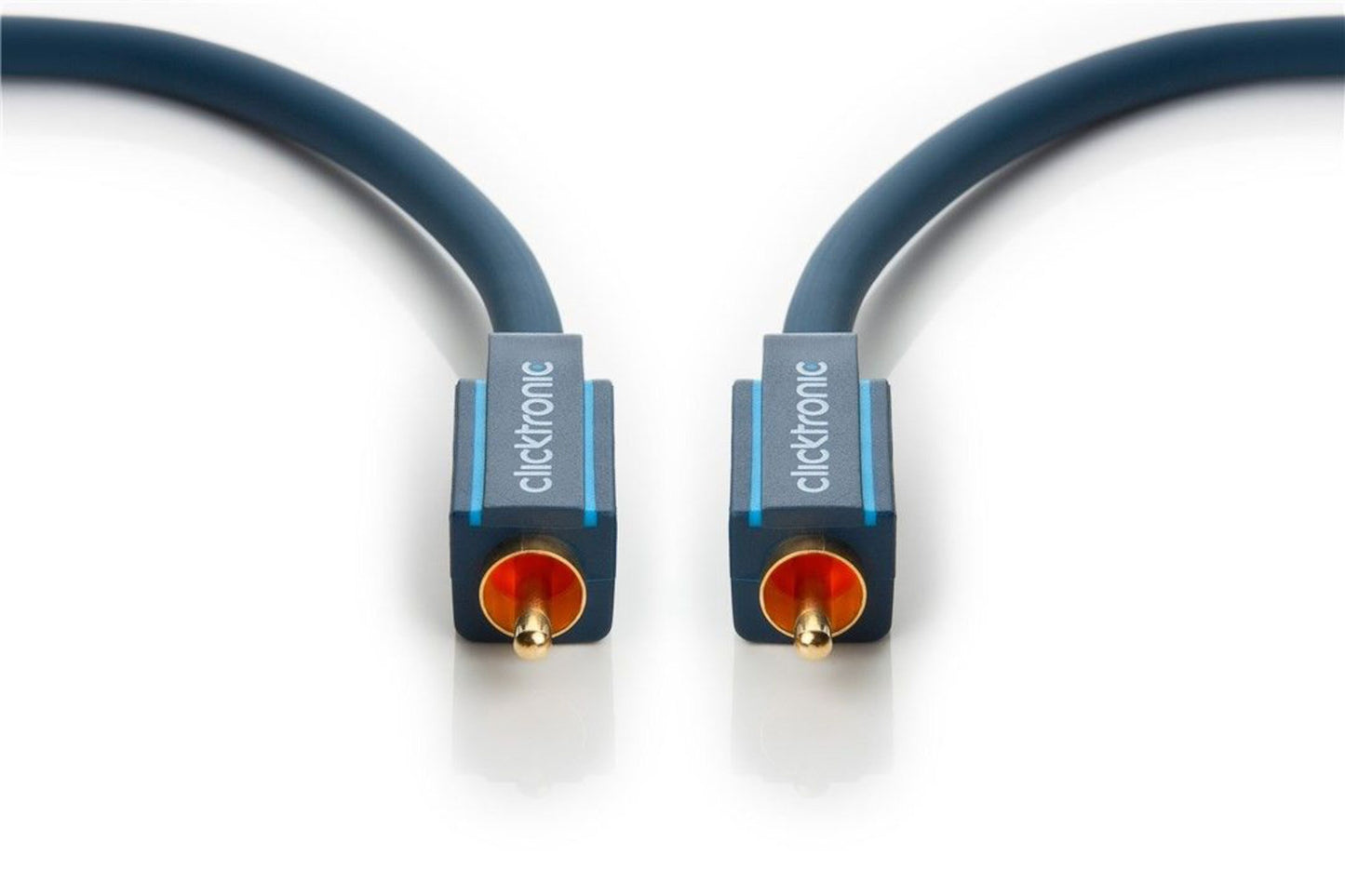 Clicktronic Digital koaksialkabel 2 m sort, blå stik, guld RCA-stik, to kabler vendt mod hinanden til SPDIF.