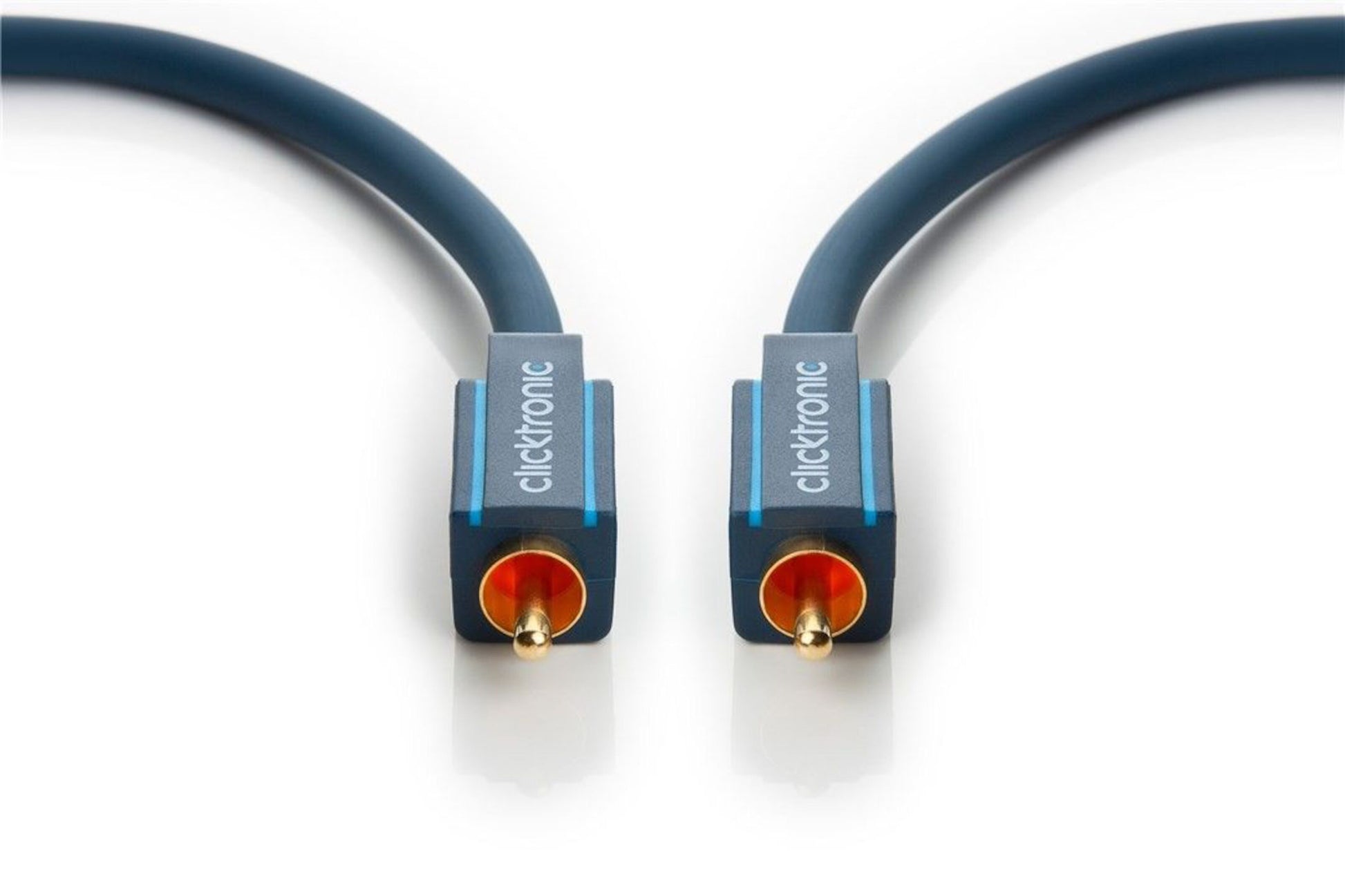Clicktronic Digital koaksialkabel 2 m sort, blå stik, guld RCA-stik, to kabler vendt mod hinanden til SPDIF.