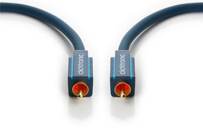 Clicktronic Digital koaksialkabel 2 m sort, blå stik, guld RCA-stik, to kabler vendt mod hinanden til SPDIF.