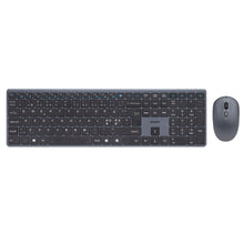 Plexgear KM-Silent trådløst tastatur og mus sortere lavprofiltaster side om side.