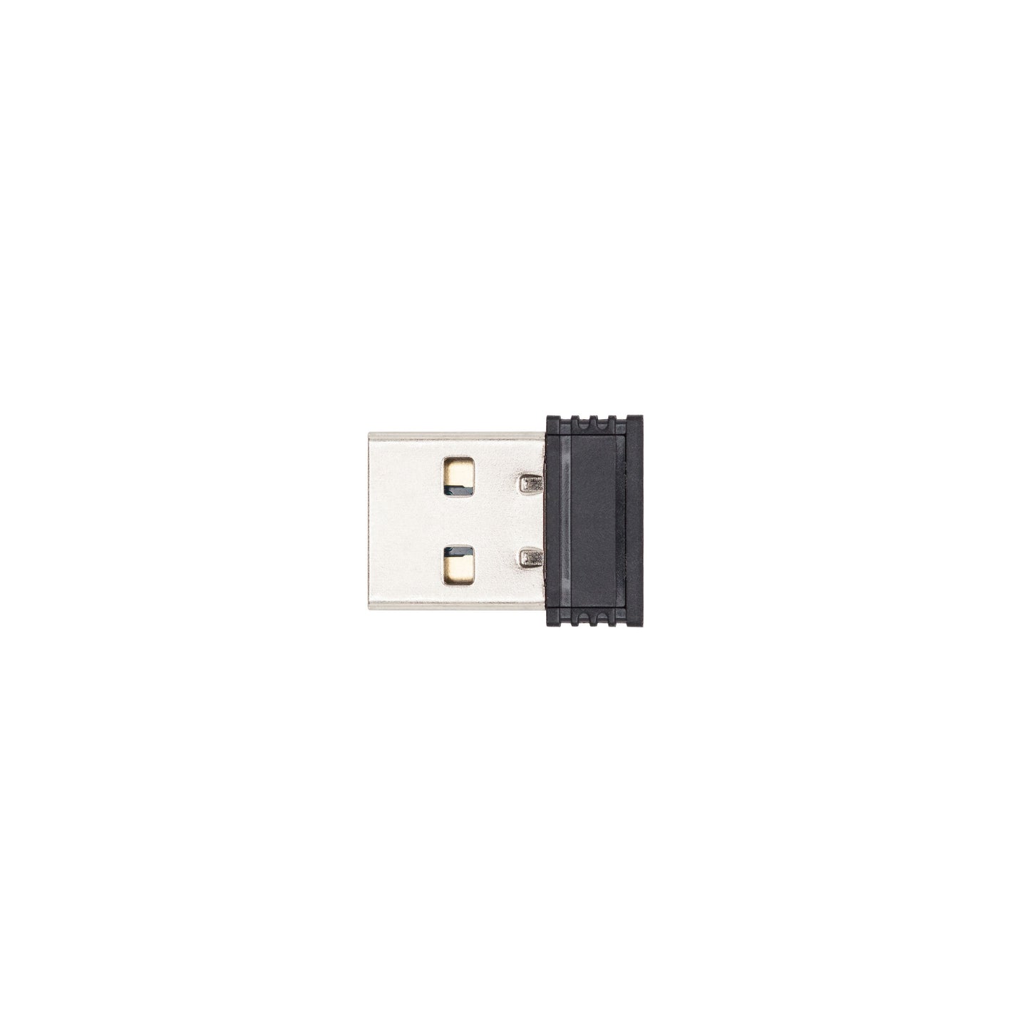 Plexgear KM-Silent USB-dongle til trådløst tastatur og mus, sort kompakt hus, synlig metalstik.