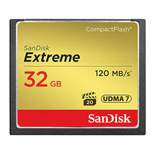 Sandisk Extreme CF-kort 32GB guldrød label 120MB/s UDMA 7 til kamera.