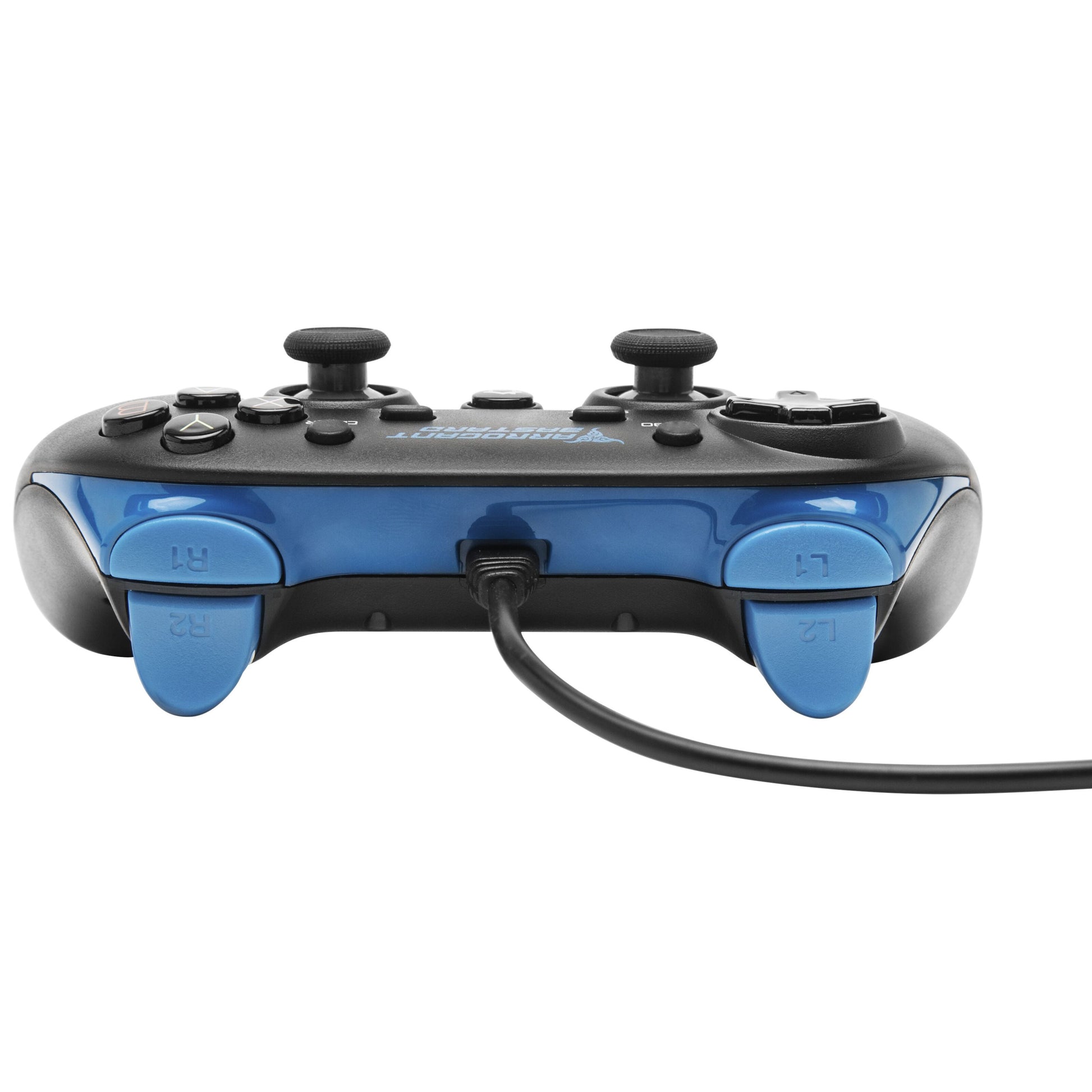 Plexgear X1 Gamepad sort/blå ledning, dobbelte analoge pinde, skulderknapper R1 L1 R2 L2, til PC og PS3.
