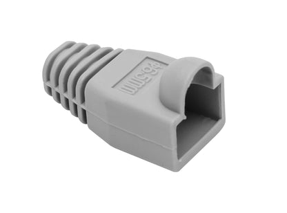 Luxorparts RJ45 Kappe 20-pak grå, riflede endestykker med åbne ender til Cat. 6 netværkskabelstik.