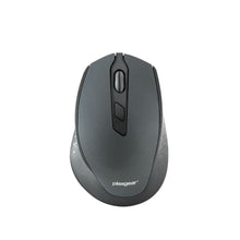Plexgear MK1000 trådløs sort computer mus med to knapper og scrollhjul, set oppefra.