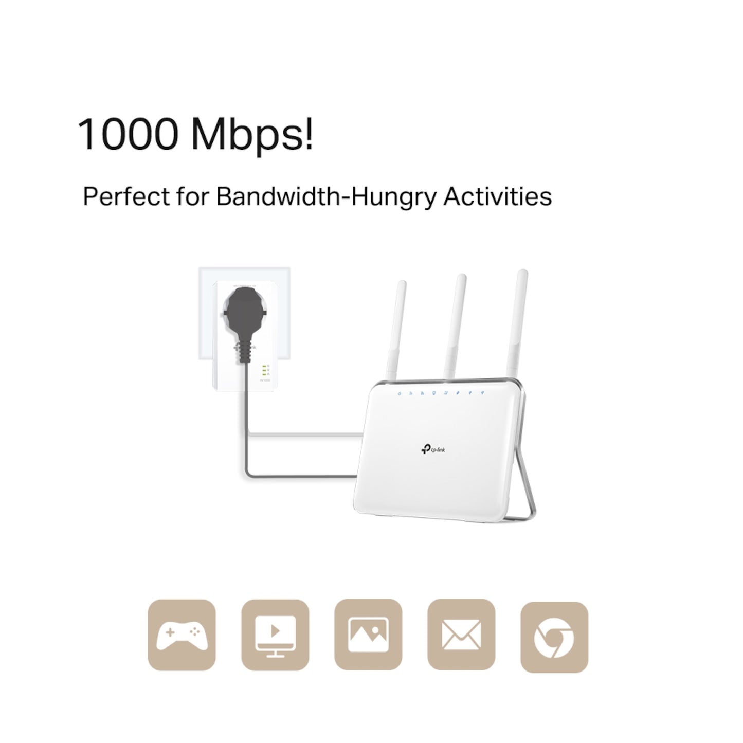 TP-Link TL-PA7017P KIT Homeplug 1 Gb/s 2-pak, op til 1000 Mbps via elnet, plug-and-play, hvid.