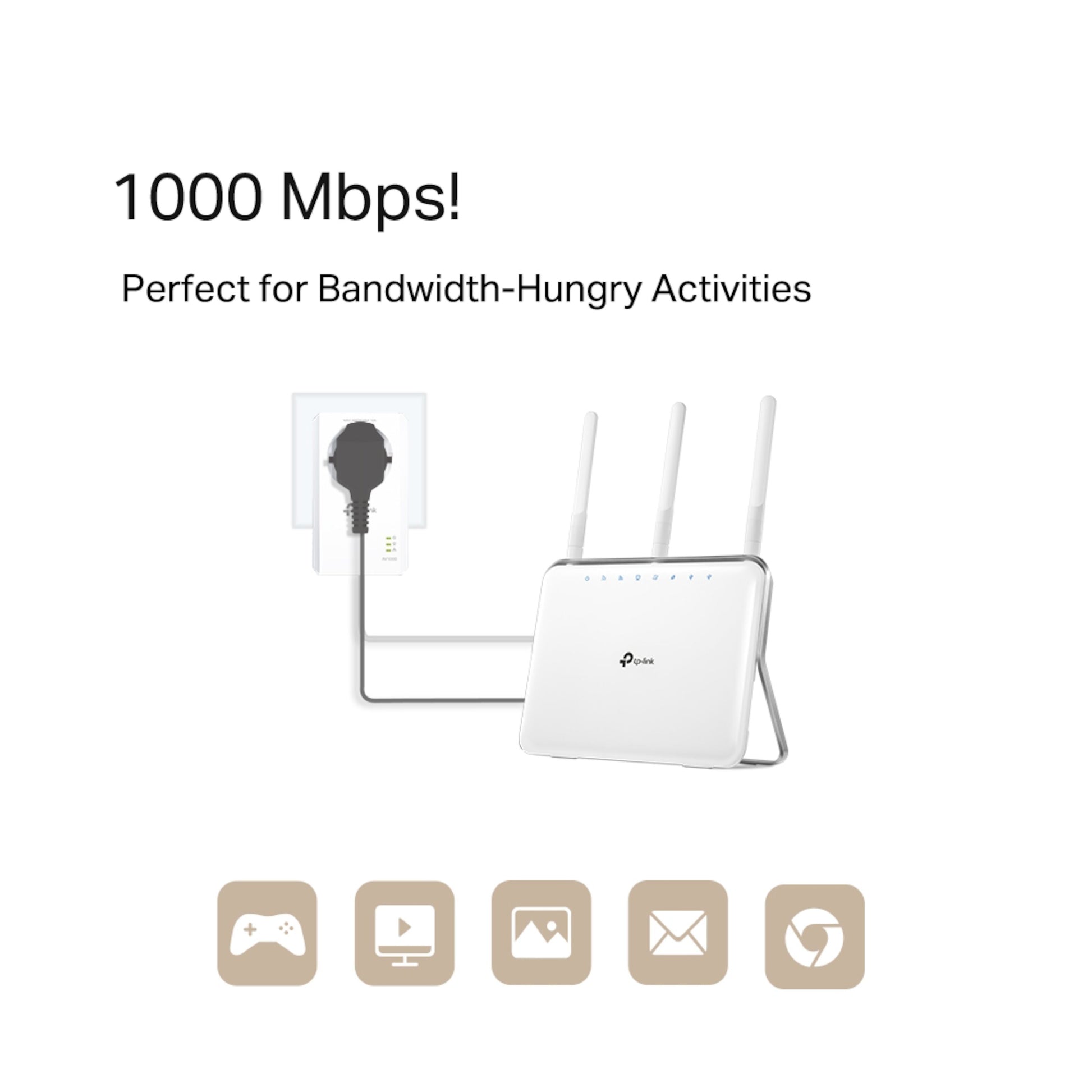 TP-Link TL-PA7017P KIT Homeplug 1 Gb/s 2-pak, op til 1000 Mbps via elnet, plug-and-play, hvid.