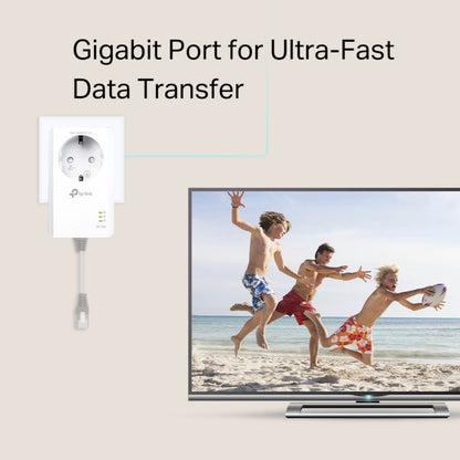 TP-Link TL-PA7017P KIT Homeplug 1 Gb/s 2-pak i stikkontakt, Gigabit-port, Homeplug AV2, kabelnet til TV.