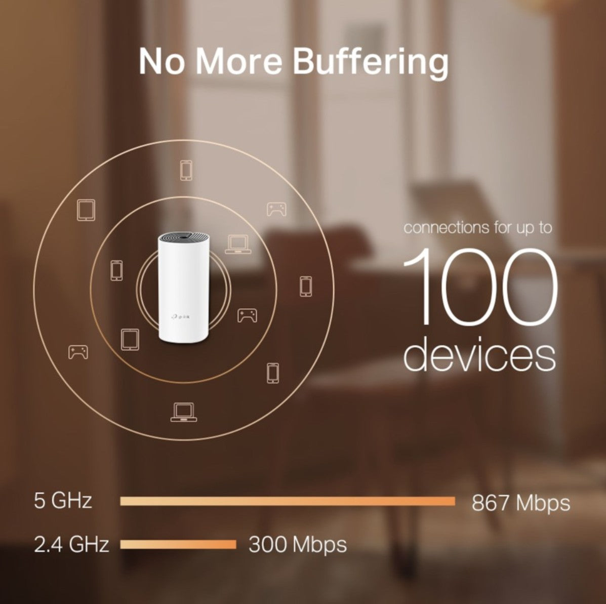 TP-Link Deco M4 Mesh WiFi-system AC1200 3-pack hvid, understøtter op til 100 enheder, 867Mbps 5GHz, 300Mbps 2.4GHz.