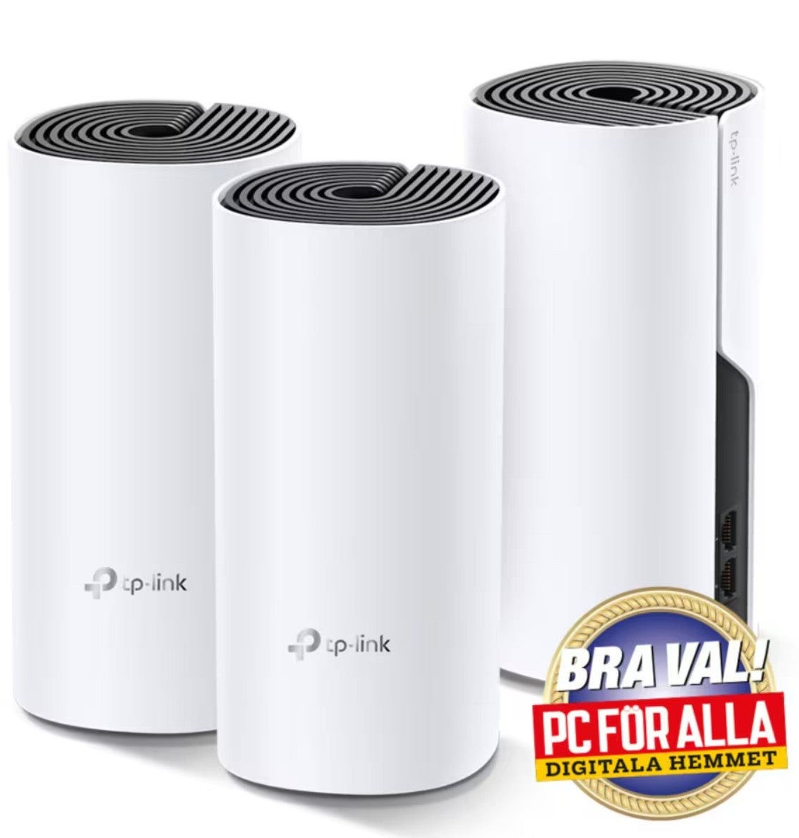 TP-Link Deco M4 Mesh-system AC1200, 3 stk, hvid, synligt BRA VAL PC FÖR ALLA DIGITALA HEMMET badge.