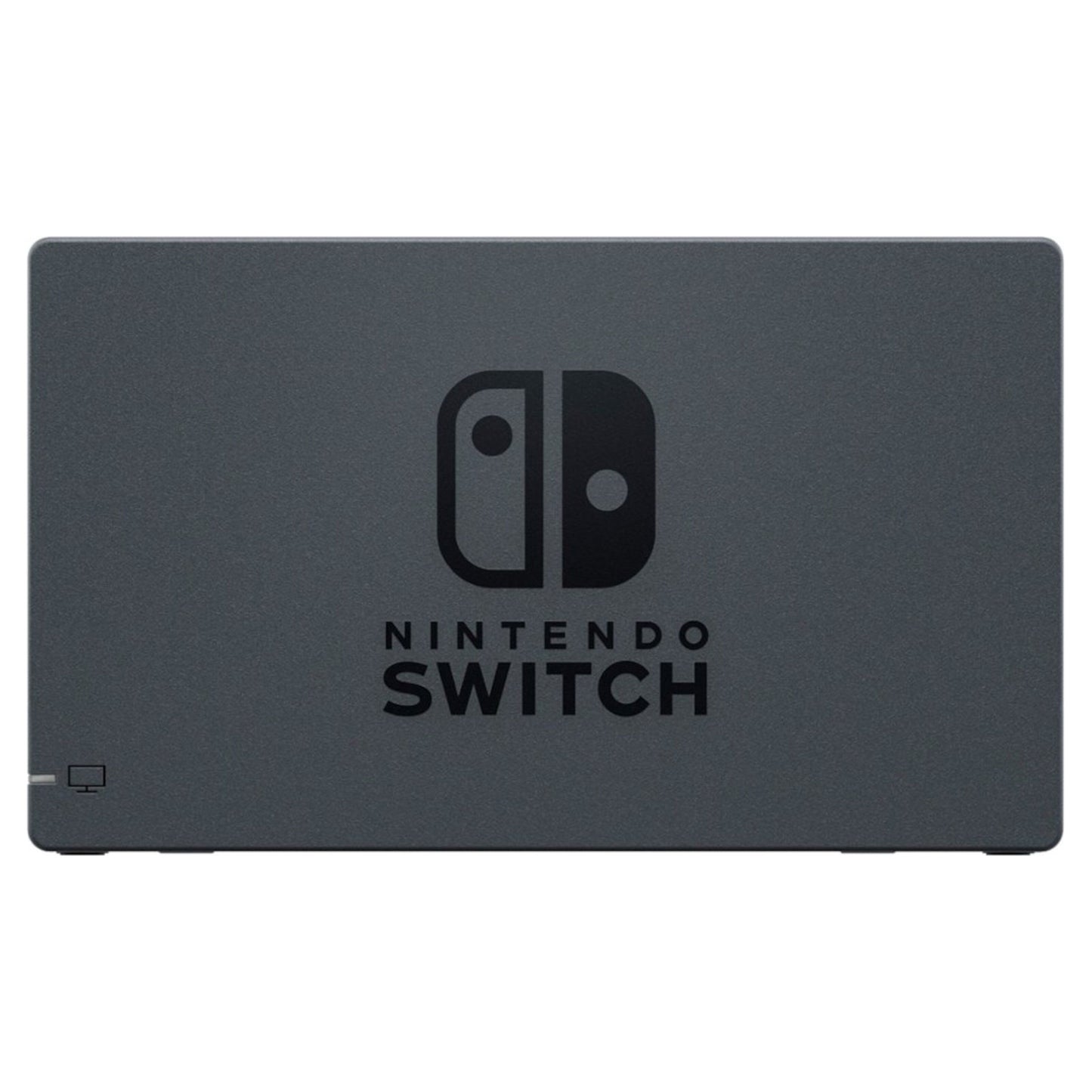 Nintendo Switch Dockingstation grå med sort Switch-logo i midten og HDMI-port til TV-tilslutning.