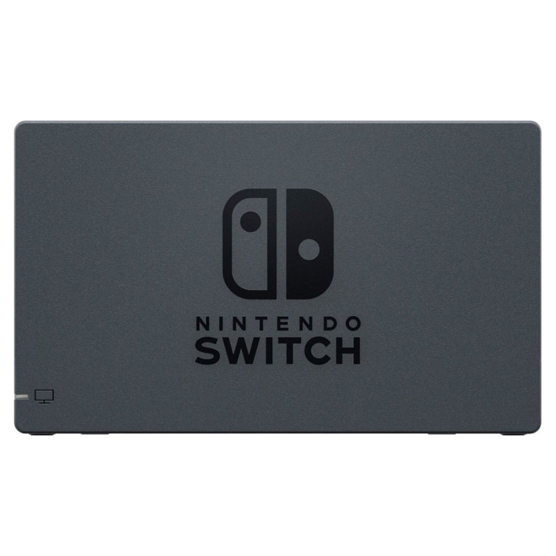 Nintendo Switch Dockingstation grå med sort Switch-logo i midten og HDMI-port til TV-tilslutning.