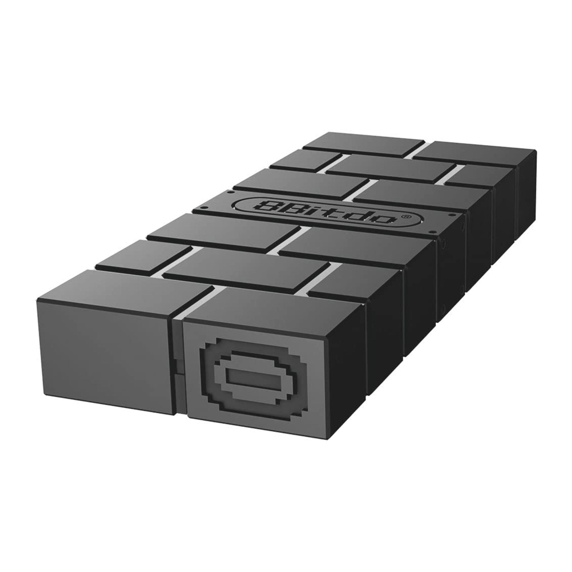 8Bitdo Trådløs USB-adapter 2 sort rektangulær adapter med tekstur, til Bluetooth-håndkontroller på Nintendo Switch.
