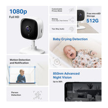 TP-Link Tapo C100 trådløst overvågningskamera 1080p HD, 512GB microSD, babygråd- og bevægelsesdetektion, natvision 30ft.