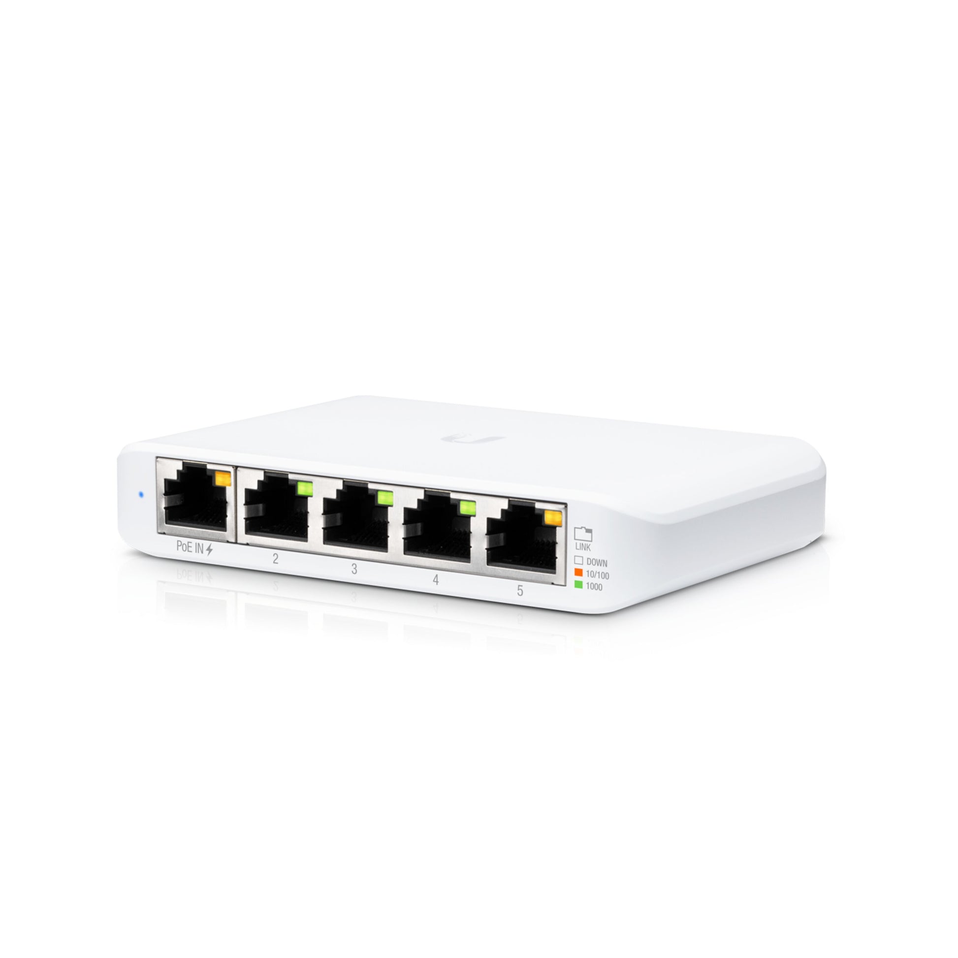 Ubiquiti Unifi USW Flex Mini Gigabit-switch 5 porte ventilatorløs med LED-indikatorer.