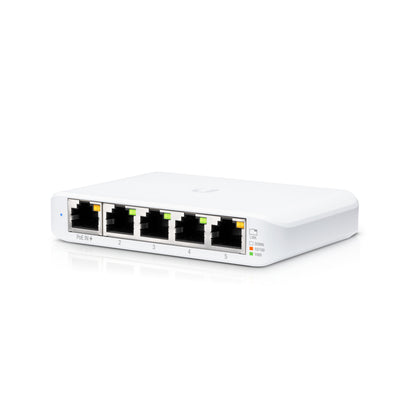 Ubiquiti Unifi USW Flex Mini Gigabit-switch 5 porte ventilatorløs med LED-indikatorer.