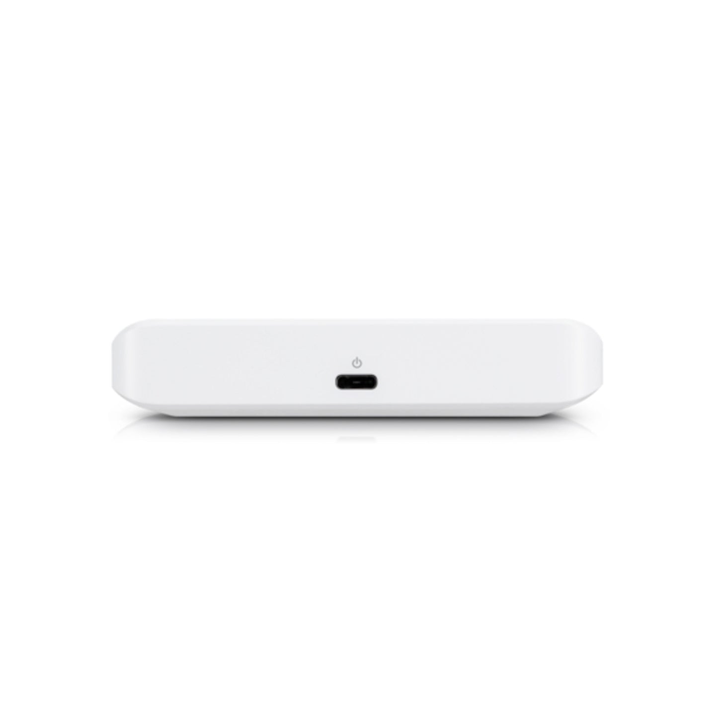 Ubiquiti Unifi USW Flex Mini Gigabit switch, hvid, 5 porte, rektangulær med afrundede hjørner og centreret USB-C port.