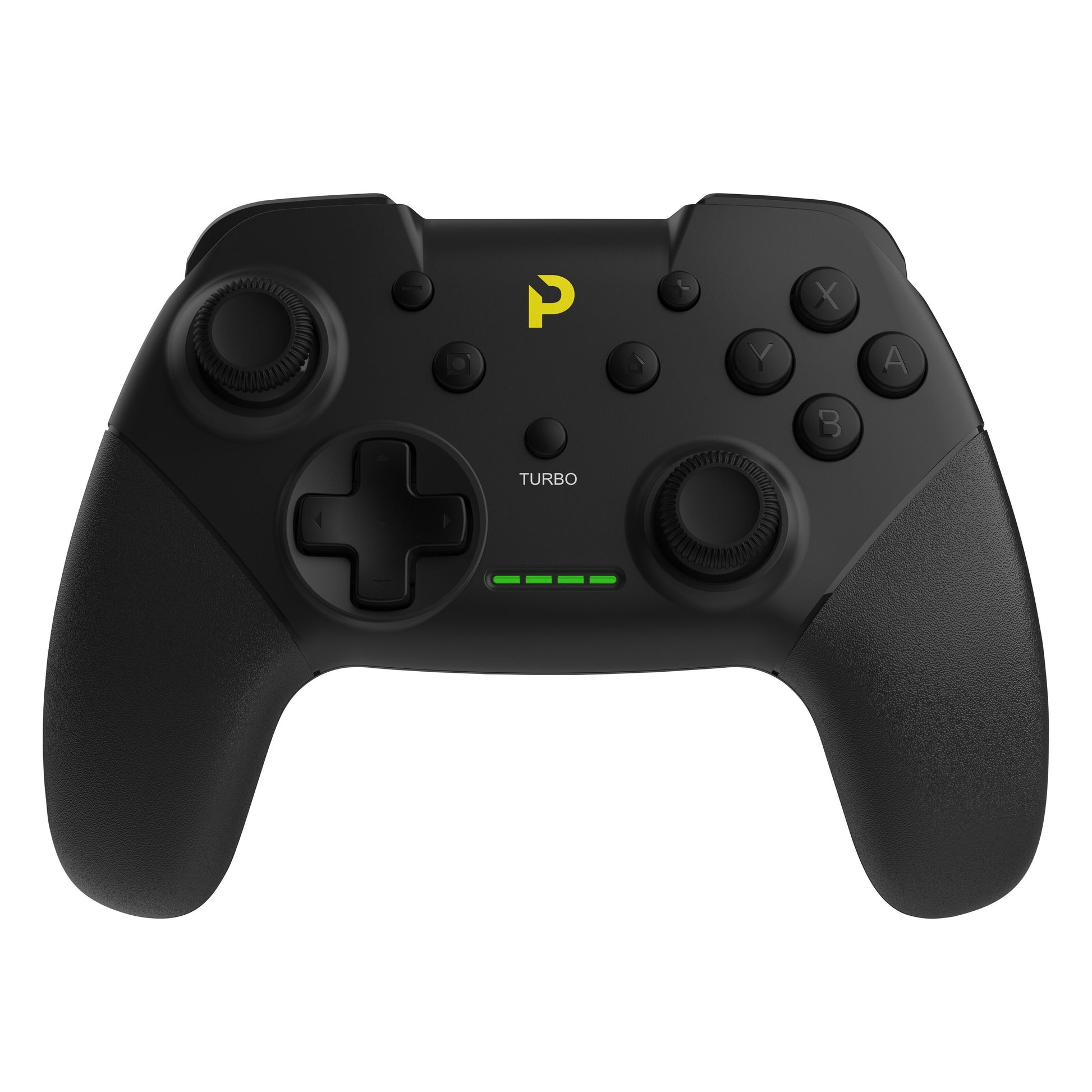 Arrogant Bastard Plexgear Trådløs Controller X3 sort, tekstureret greb, 2 analoge pinde, d-pad, gult P-logo, 4 grønne LED.