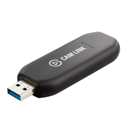 Elgato Cam Link 4K kameraadapter, sort USB med blå stik, HDMI tilslutning til videooptagelse og streaming fra kamera.